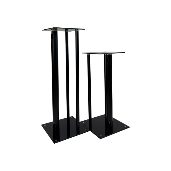 Premium Tempered Glass Dual Height Speaker Stand 25/32” – Black (Pair)