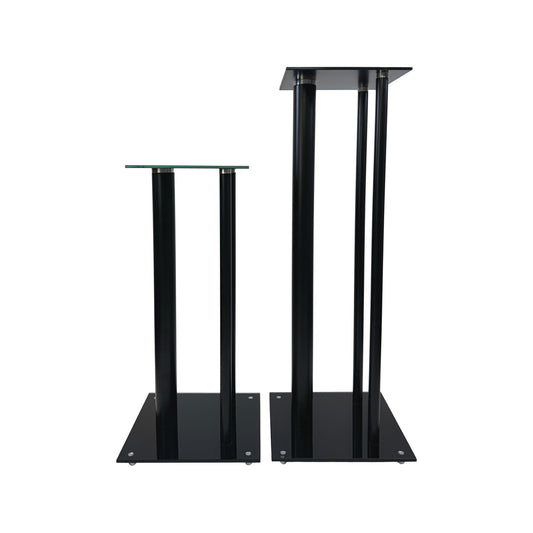 Premium Tempered Glass Dual Height Speaker Stand 25/32” – Black (Pair)