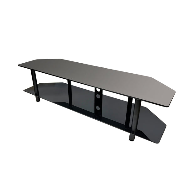 Premium Tempered Glass 58” TV Stand – Supports up to 176 lbs - Black