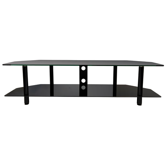 Premium Tempered Glass 58” TV Stand – Supports up to 176 lbs - Black