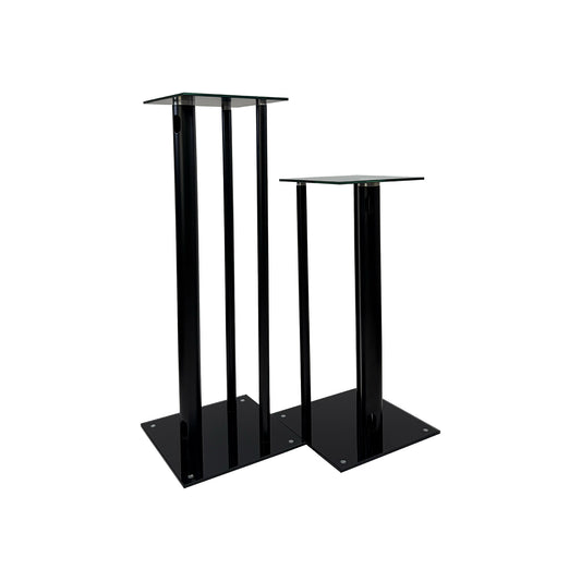 Premium Tempered Glass Dual Height Speaker Stand 25/32” – Black (Pair)