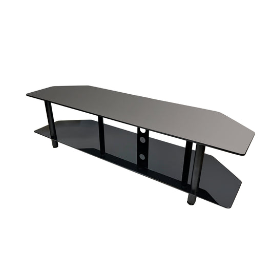 Premium Tempered Glass 58” TV Stand – Supports up to 176 lbs - Black